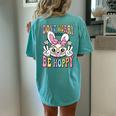 Happy Easter Groovy Bunny Face Don't Worry Be Hoppy Women Women's Oversized Comfort T-Shirt Back Print Chalky Mint