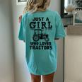 Just A Girl Who Loves Tractors Farmer Women's Oversized Comfort T-Shirt Back Print Chalky Mint