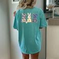 Leopard Easter Rabbit Floral Easter Day 2024 Easter Women's Oversized Comfort T-Shirt Back Print Chalky Mint