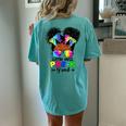 Little Miss Pre-K Grad Graduation Messy Bun Black Girls Women's Oversized Comfort T-Shirt Back Print Chalky Mint