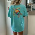 Longboat Key Fl Florida Souvenir Vintage Tribal Sea Turtle Women's Oversized Comfort T-Shirt Back Print Chalky Mint