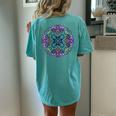 Mandala Stained Glass Graphic With Bright Rainbow Of Colors Women's Oversized Comfort T-Shirt Back Print Chalky Mint