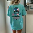 Messy Bun 4Th Of July Pregnant Patriotic Af American Flag Women's Oversized Comfort T-Shirt Back Print Chalky Mint