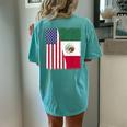 Mexico Independence Day Half Mexican American Flag Women Women's Oversized Comfort T-Shirt Back Print Chalky Mint