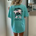 Mom Life Soccer Mom Messy Bun Women's Oversized Comfort T-Shirt Back Print Chalky Mint