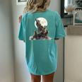 Mommy Wolf Howling At Moon Graphic Wolf Lovers Mother's Day Women's Oversized Comfort T-Shirt Back Print Chalky Mint