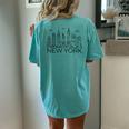 New York City Skyline Statue Of Liberty New York Nyc Women Women's Oversized Comfort T-Shirt Back Print Chalky Mint