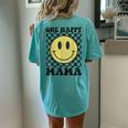 One Happy Dude Mama Happy Face 1St Birthday Party Family Women's Oversized Comfort T-Shirt Back Print Chalky Mint