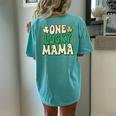One Lucky Mama Groovy Retro Mama St Patrick's Day Women's Oversized Comfort T-Shirt Back Print Chalky Mint