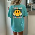 Peace Out 2Nd Grade Teacher Retro Smile Last Day Of School Women's Oversized Comfort T-Shirt Back Print Chalky Mint