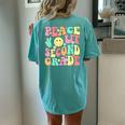 Peace Out Second Grade Groovy 2Nd Grade Last Day Of School Women's Oversized Comfort T-Shirt Back Print Chalky Mint