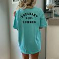 Pregnant Girl Summer Beach Pregnancy Announcement Women's Oversized Comfort T-Shirt Back Print Chalky Mint