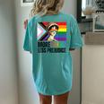 More Pride Less Prejudice Lgbtq Rainbow Pride Month Women's Oversized Comfort T-Shirt Back Print Chalky Mint