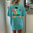 Proud Sister Of 2024 Graduate Class Graduation Last School Women's Oversized Comfort T-Shirt Back Print Chalky Mint