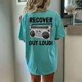 Recover Out Loud Vintage Style Tape Recorder Women's Oversized Comfort T-Shirt Back Print Chalky Mint