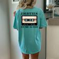 Retro 80S Eighties Music Rocks Cassette Tape Vintage Band Women's Oversized Comfort T-Shirt Back Print Chalky Mint