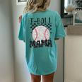 Retro Checkered Ball Mama T-Ball Mom Sports Mother's Day Women's Oversized Comfort T-Shirt Back Print Chalky Mint