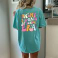 Retro Groovy In My 100 Days Of School Era 100 Days Smarter Women's Oversized Comfort T-Shirt Back Print Chalky Mint