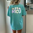 Retro Nicu Nurse Dinosaur Neonatal Intensive Care Unit Women's Oversized Comfort T-Shirt Back Print Chalky Mint