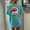 Retro Surfboard Surfboarders Vintage Surfing Flamingo Women's Oversized Comfort T-Shirt Back Print Chalky Mint