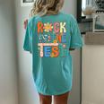 Rock The Test Testing Day Retro Groovy Teacher Student Women's Oversized Comfort T-Shirt Back Print Chalky Mint