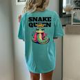 Snake Queen Girls Snake Lover Snake Women's Oversized Comfort T-Shirt Back Print Chalky Mint