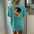 Solar Eclipse With Floral Flowers Women's Oversized Comfort T-Shirt Back Print Chalky Mint