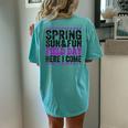 Spring Sun And Fun Quote For Teacher Field Day Pink Women's Oversized Comfort T-Shirt Back Print Chalky Mint