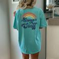 Summer Camp Counselor Staff Groovy Rainbow Camp Counselor Women's Oversized Comfort T-Shirt Back Print Chalky Mint