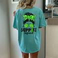 Support Squad Messy Bun Green Ribbon Mental Health Awareness Women's Oversized Comfort T-Shirt Back Print Chalky Mint