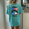 Texas State Flag Sunglasses Mom Messy Bun Hair Girl Women's Oversized Comfort T-Shirt Back Print Chalky Mint