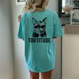 Tortitude Tortie Cat Mom Sunglasses Tortoiseshell Mama Women's Oversized Comfort T-Shirt Back Print Chalky Mint