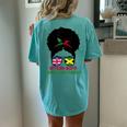 Uk British Grown Jamaican Roots Messy Bun Women's Oversized Comfort T-Shirt Back Print Chalky Mint