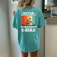 Never Underestimate An Old Woman With An E-Bike Bike Women's Oversized Comfort T-Shirt Back Print Chalky Mint