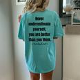 Never Underestimate Yourself Positive Phrase & Mens Women's Oversized Comfort T-Shirt Back Print Chalky Mint