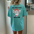 Will Trade Sister For A Cow Cow Messy Bun Women's Oversized Comfort T-Shirt Back Print Chalky Mint