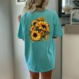 Yellow Sunflower Cute Summer Sun Flowers Floral Positivity Women's Oversized Comfort T-Shirt Back Print Chalky Mint