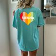 Youth Girls Sienna Name Heart Retro Vintage Women's Oversized Comfort T-Shirt Back Print Chalky Mint