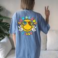 2Nd Grade School Field Trip Vibes Groovy Field Day 2024 Women's Oversized Comfort T-Shirt Back Print Blue Jean