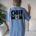 Cheer Mom Pom Pom Cheerleader Team Mama Cheerleading Women's Oversized Comfort T-Shirt Back Print Blue Jean