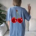 Cherry Red Aesthetic Cherries Trendy Summer Women Women's Oversized Comfort T-Shirt Back Print Blue Jean