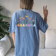 Grandma Flowers Groovy Retro Hippie Wildflower Mother's Day Women's Oversized Comfort T-Shirt Back Print Blue Jean