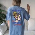 I'm Voting For A Convicted Felon In 2024 Women Messy Bun Women's Oversized Comfort T-Shirt Back Print Blue Jean