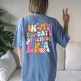 Retro Groovy In My 100 Days Of School Era 100 Days Smarter Women's Oversized Comfort T-Shirt Back Print Blue Jean