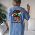African Black Autism Mom Afro Mother Autism Awareness Women's Oversized Comfort T-Shirt Back Print Moss