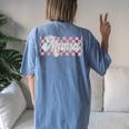 Checkered Mama Retro Mom Life Mother's Day New Mom Women's Oversized Comfort T-Shirt Back Print Moss