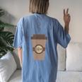 Coffee Cafe Carry Drink Caffeine Hot To Go Cup Latte Women's Oversized Comfort T-Shirt Back Print Moss