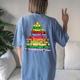 Crayon Christmas Tree Teacher Student Xmas Teacher Pajamas Women's Oversized Comfort T-Shirt Back Print Moss