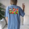 Cute Cups Of Iced Coffee Watermelon Tropical Summer Vacation Women's Oversized Comfort T-Shirt Back Print Moss