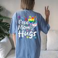 Cute Free Mom Hugs Gay Pride Transgender Rainbow Flag Women's Oversized Comfort T-Shirt Back Print Moss